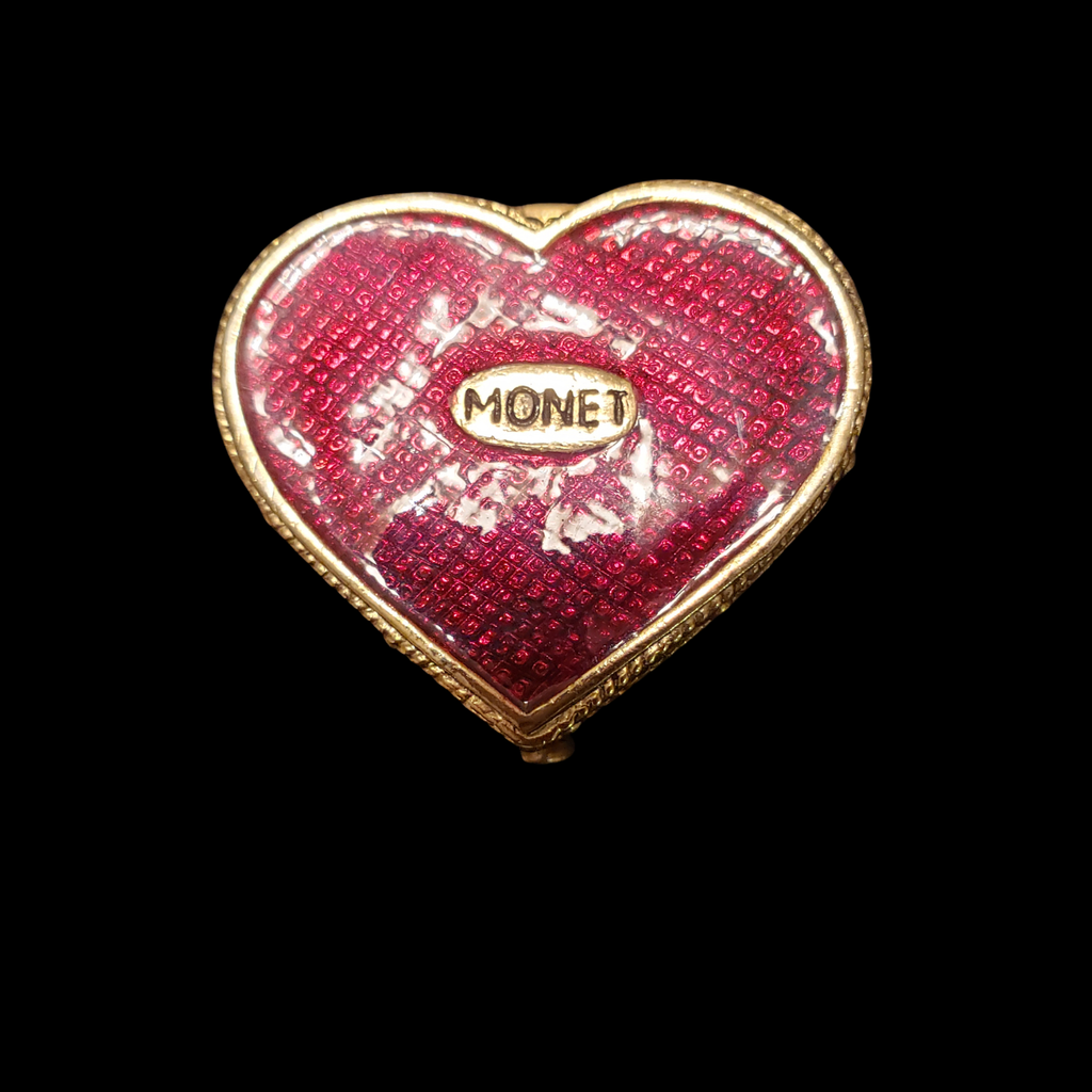 Monet Heart-Shaped Enamel Pill Box