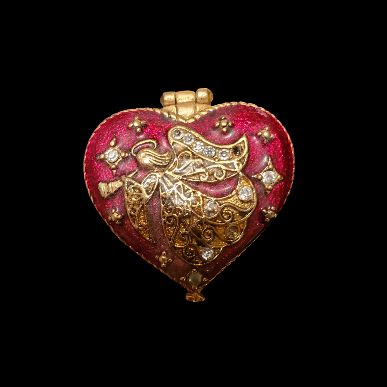 Monet Heart-Shaped Enamel Pill Box