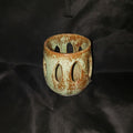 Vintage Signed Studio Pottery Pierced Votive Holder with Green Glaze