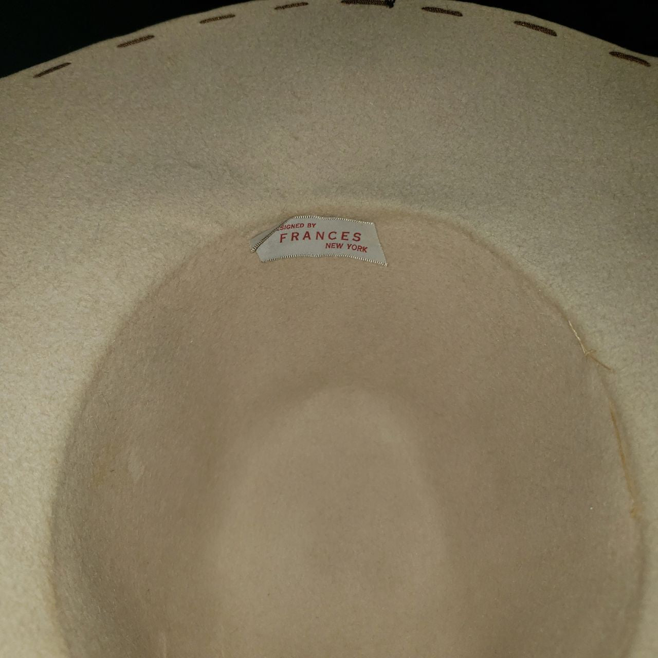 Vintage Frances New York Cream Felt Wide-Brim Hat