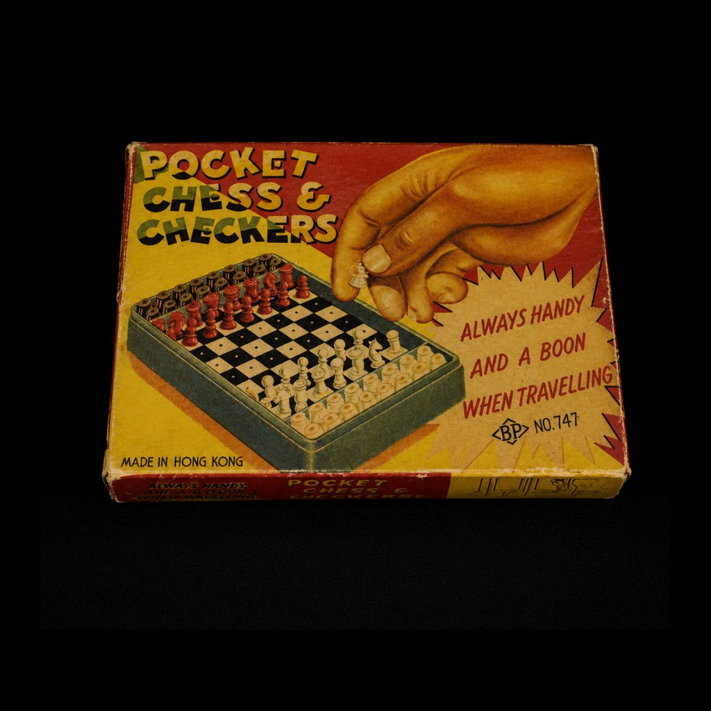 Vintage Pocket Chess & Checkers Travel Game No. 747