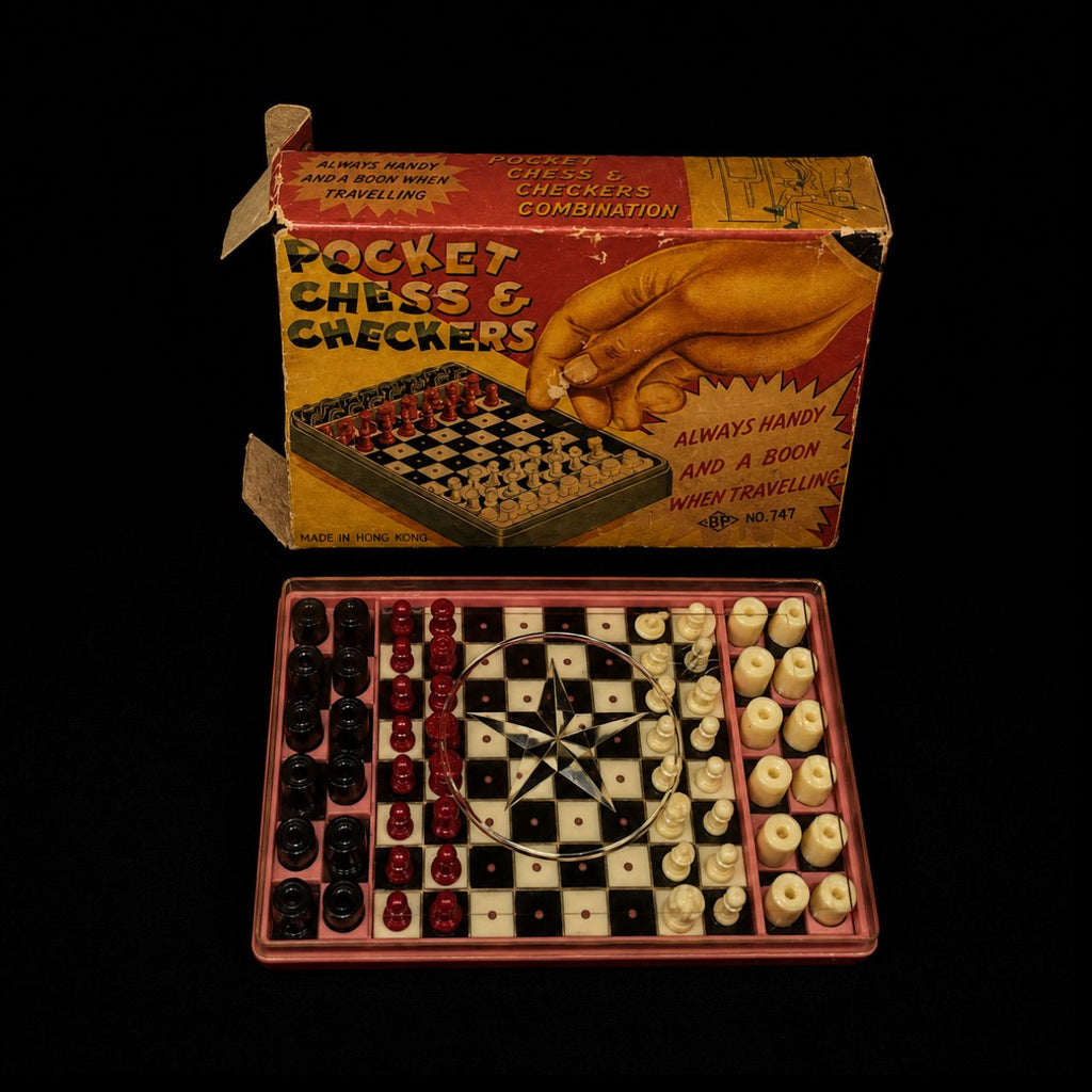 Vintage Pocket Chess & Checkers Travel Game No. 747