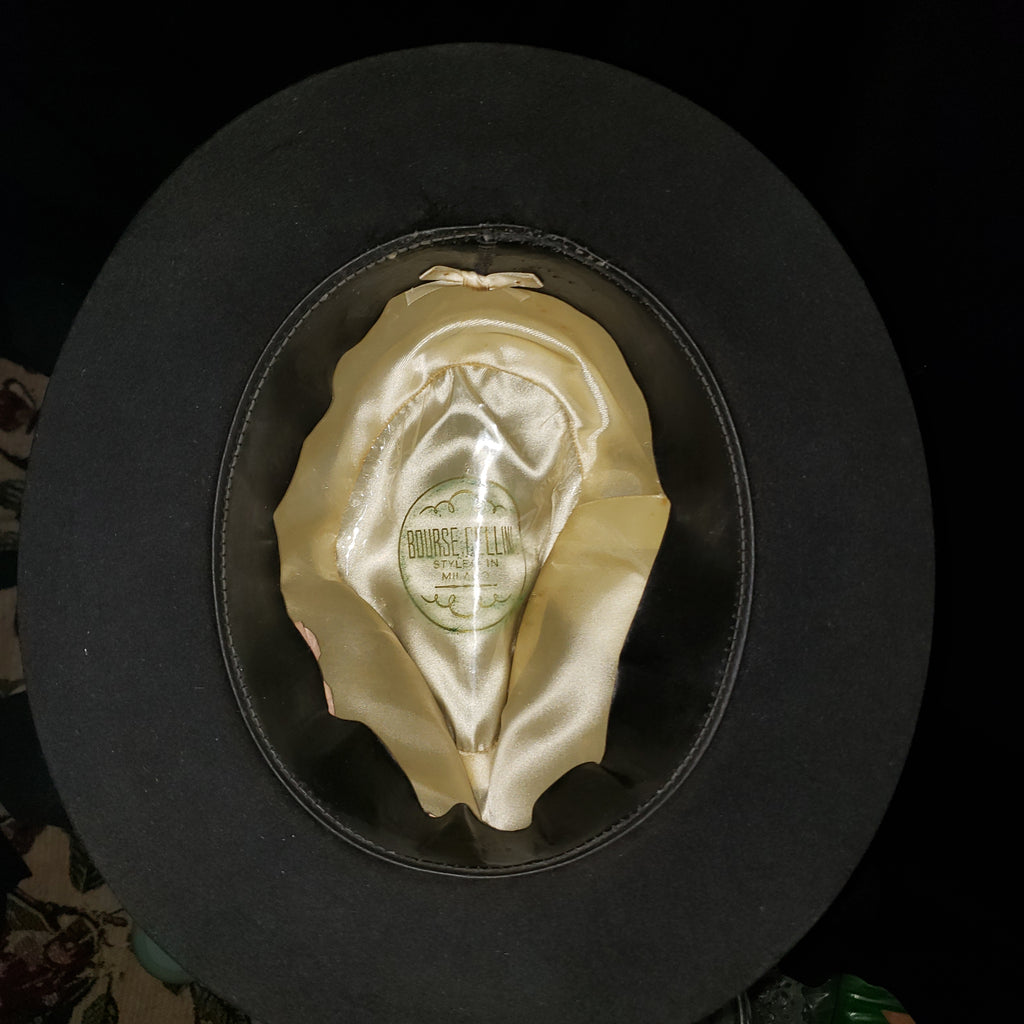 Vintage Bourse Cellini Fedora Hat with Leopard Print Hatband