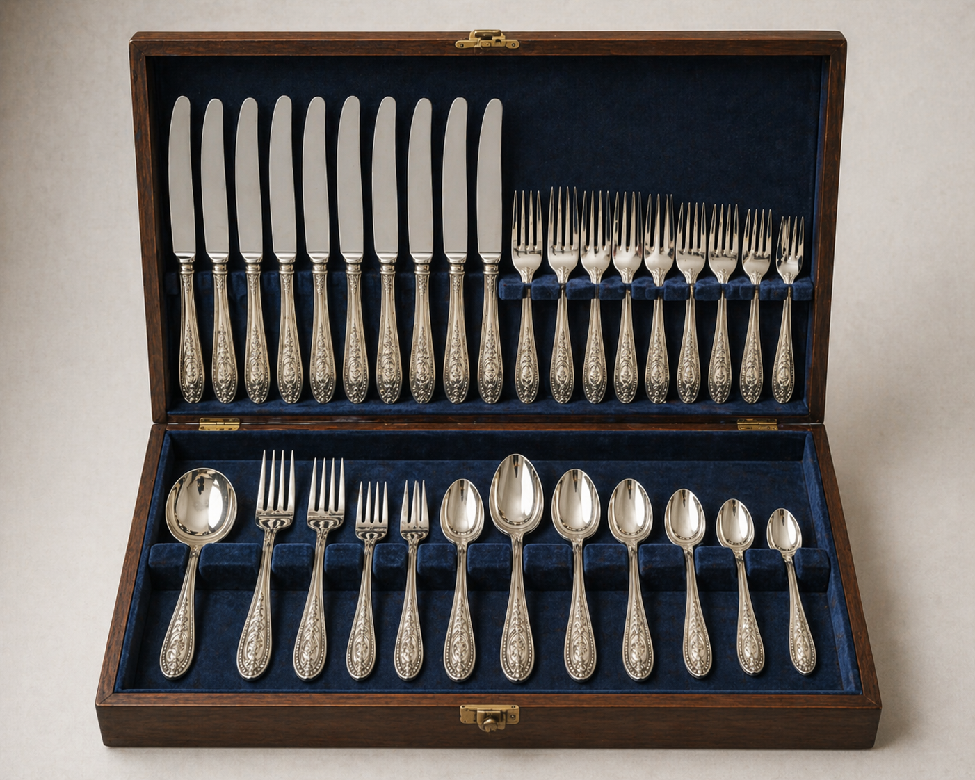 Early 20th Century Silver Flatware Service in Fitted Case