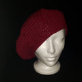 Vintage Handmade Burgundy Crochet Beret Slouchy Knit Tam Hat Women's One Size Boho