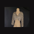 Vintage Leopard Print Cropped Bolero Jacket Open Front 3/4 Sleeve