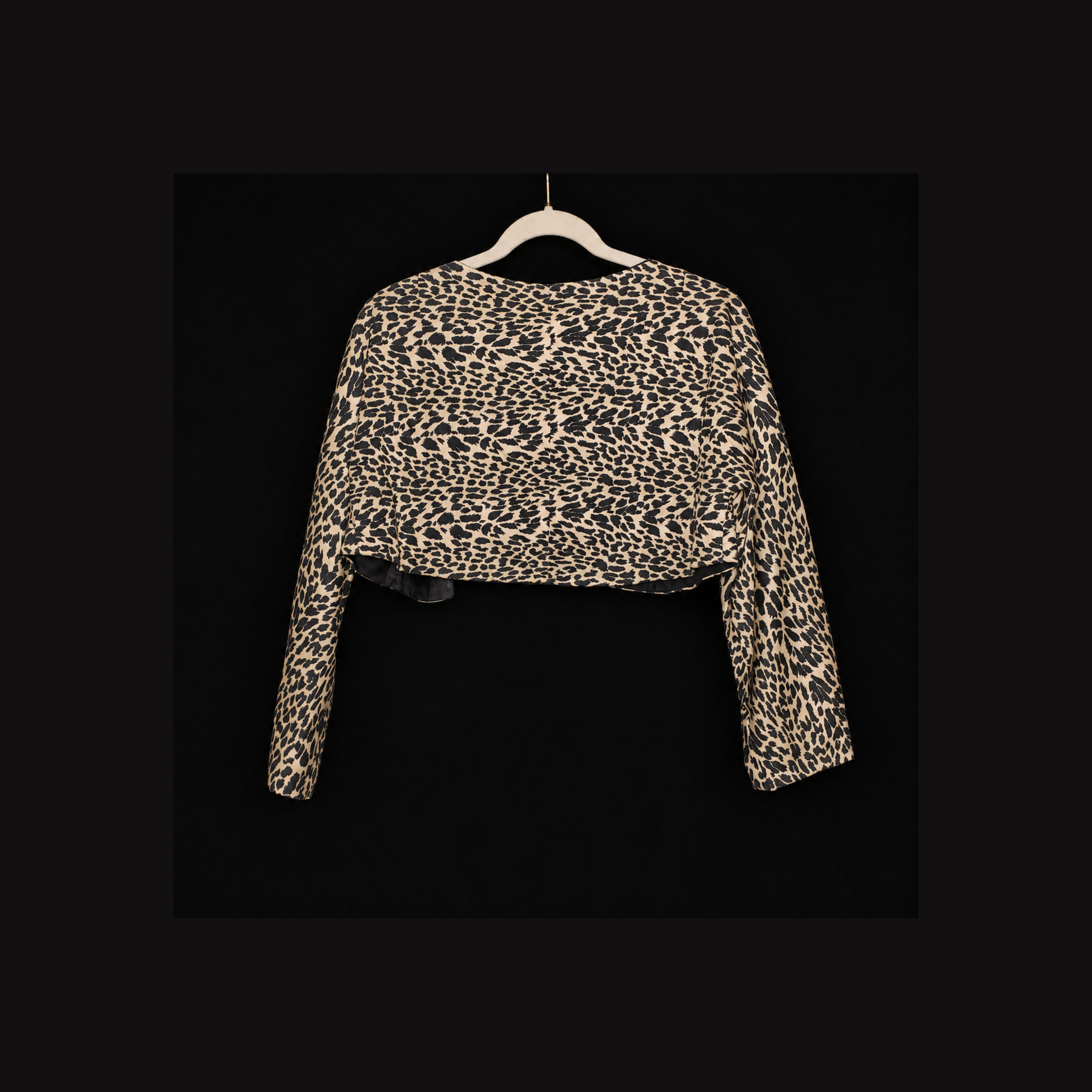 Vintage Leopard Print Cropped Bolero Jacket Open Front 3/4 Sleeve