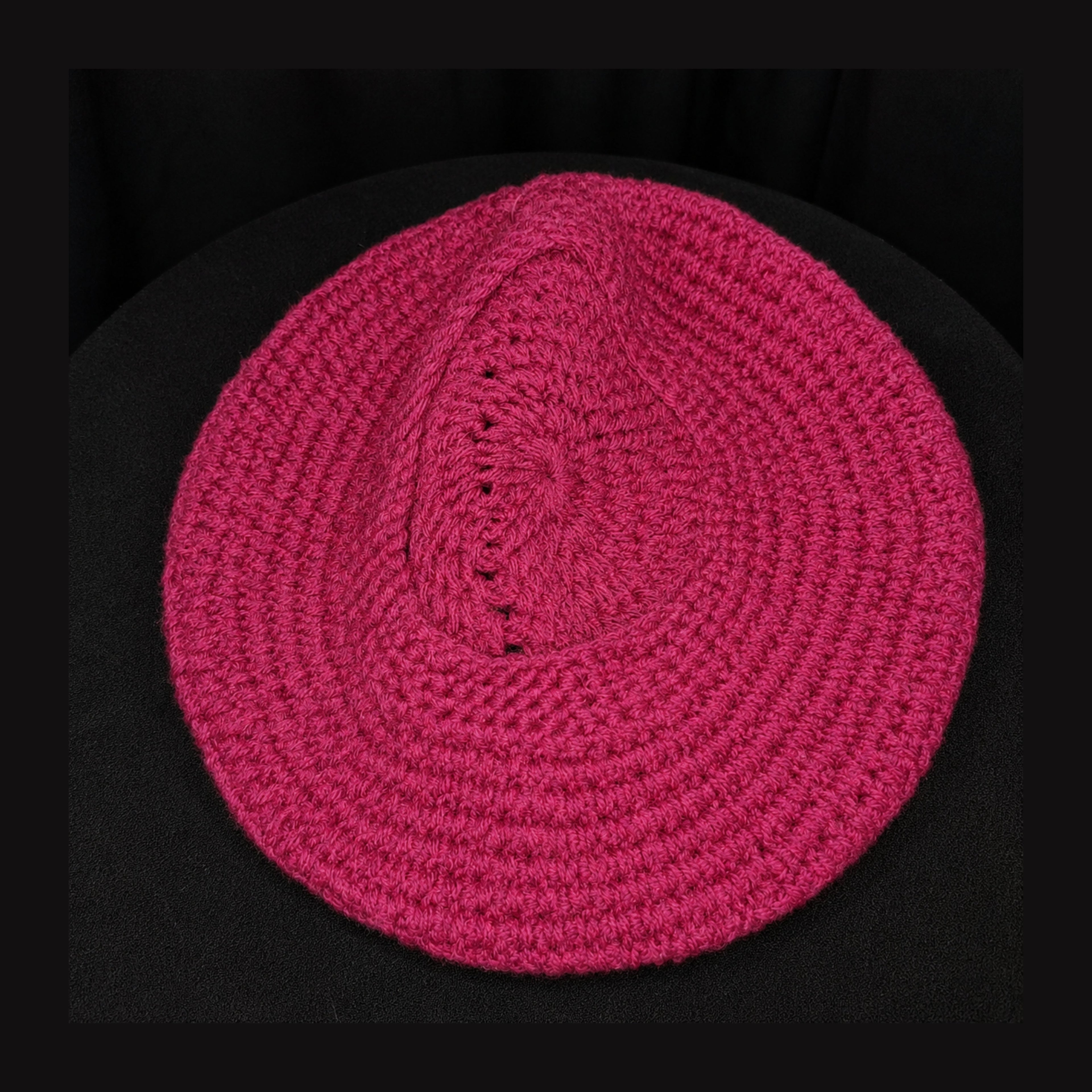 Vintage Handmade Burgundy Crochet Beret Slouchy Knit Tam Hat Women's One Size Boho
