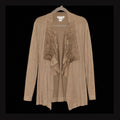 WinterSilks Silk Blend Ruffled Open-Front Cardigan - Taupe - XL