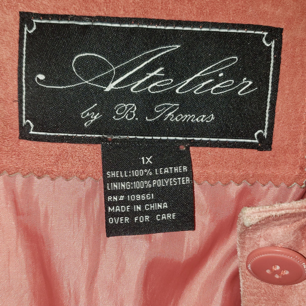 Atelier by B. Thomas Pink Suede Leather Jacket — Size 1X