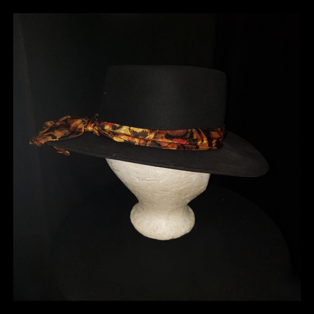 Vintage Bourse Fellini Black Wool Wide Fedora Hat