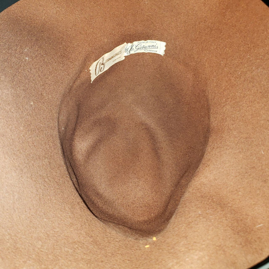 Vintage Bloomingdale's Giovanni Brown Wool Felt Wide Brim Hat