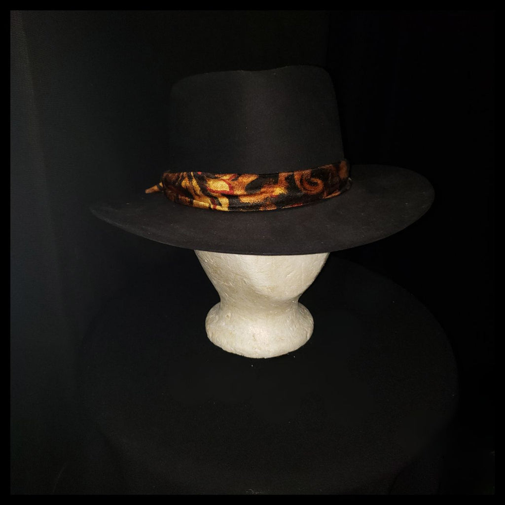 Vintage Bourse Fellini Black Wool Wide Fedora Hat