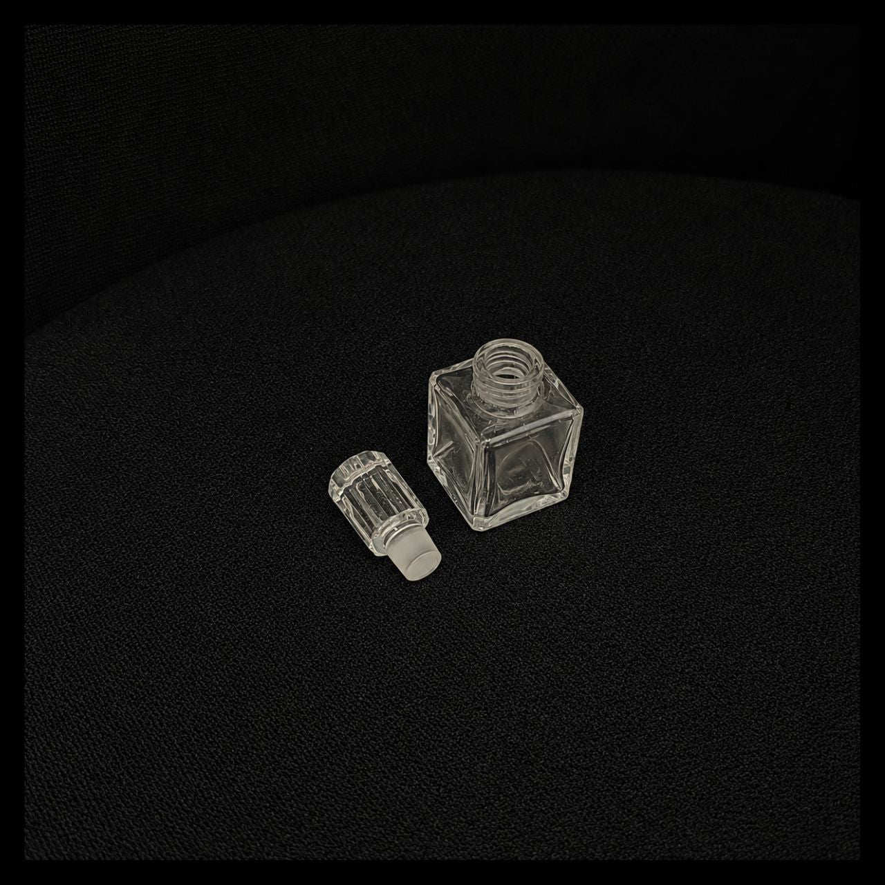 Vintage Clear Glass Mini Perfume Bottle with Faceted Stopper