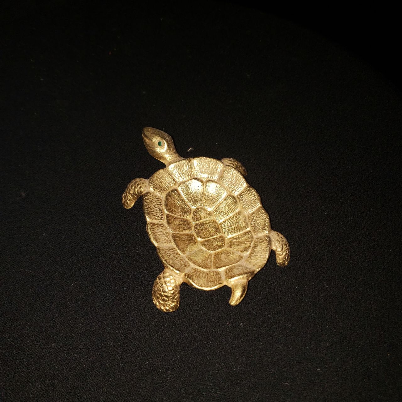 Vintage Polly Bergen Goldtone Turtle w/ Rhinestone Eyes Trinket Dish