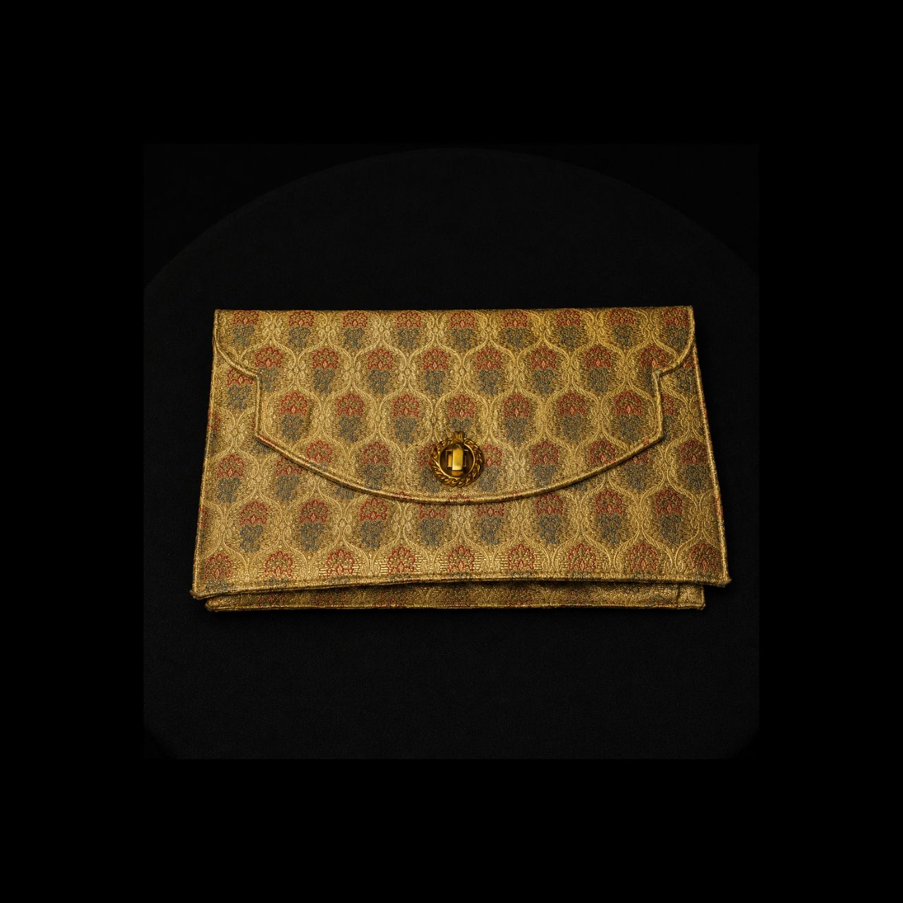Vintage Gold Metallic Brocade Clutch Purse & Coin Purse Set