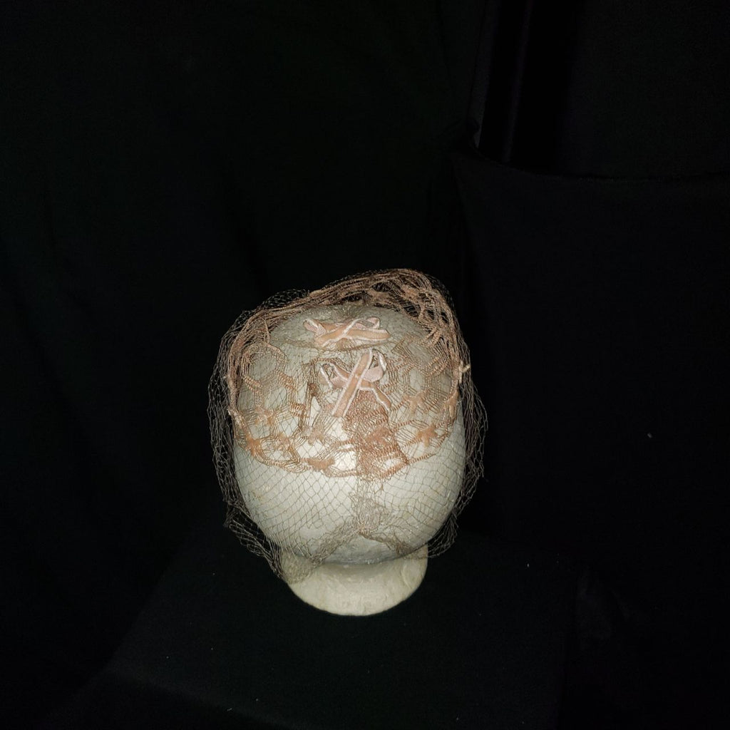 Vintage Lace & Net Cocktail Hat / Fascinator with Veil