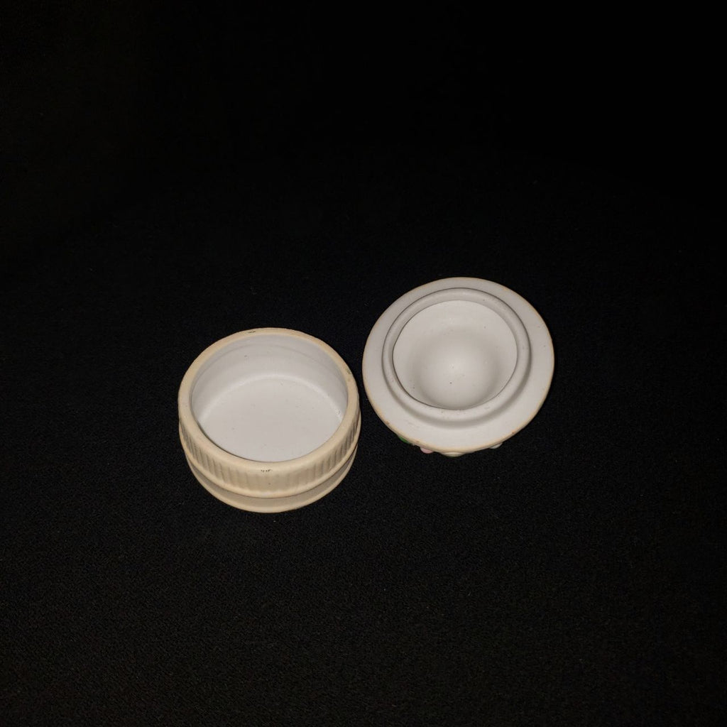 Vintage Genuine Porcelain Floral Hat Trinket Box
