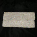 Vintage Ivory Beaded Evening Clutch Purse with Iridescent Sequins