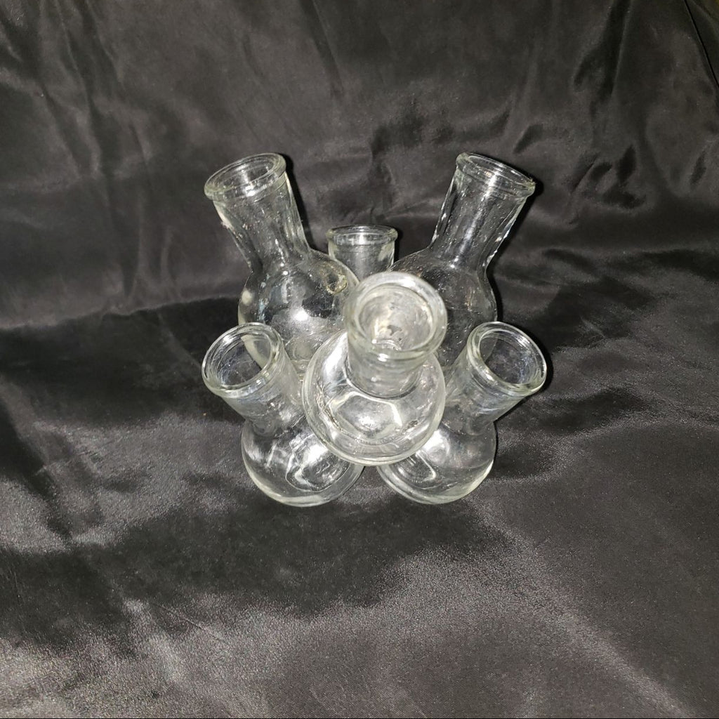 Vintage Multiple Bud Vase Cluster in Clear Glass 7 glass vases