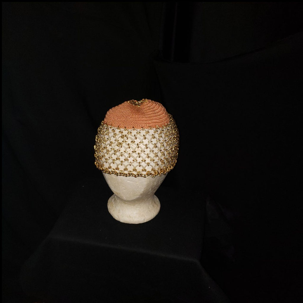 Vintage Gold Mesh Cocktail / Evening Cap Hat