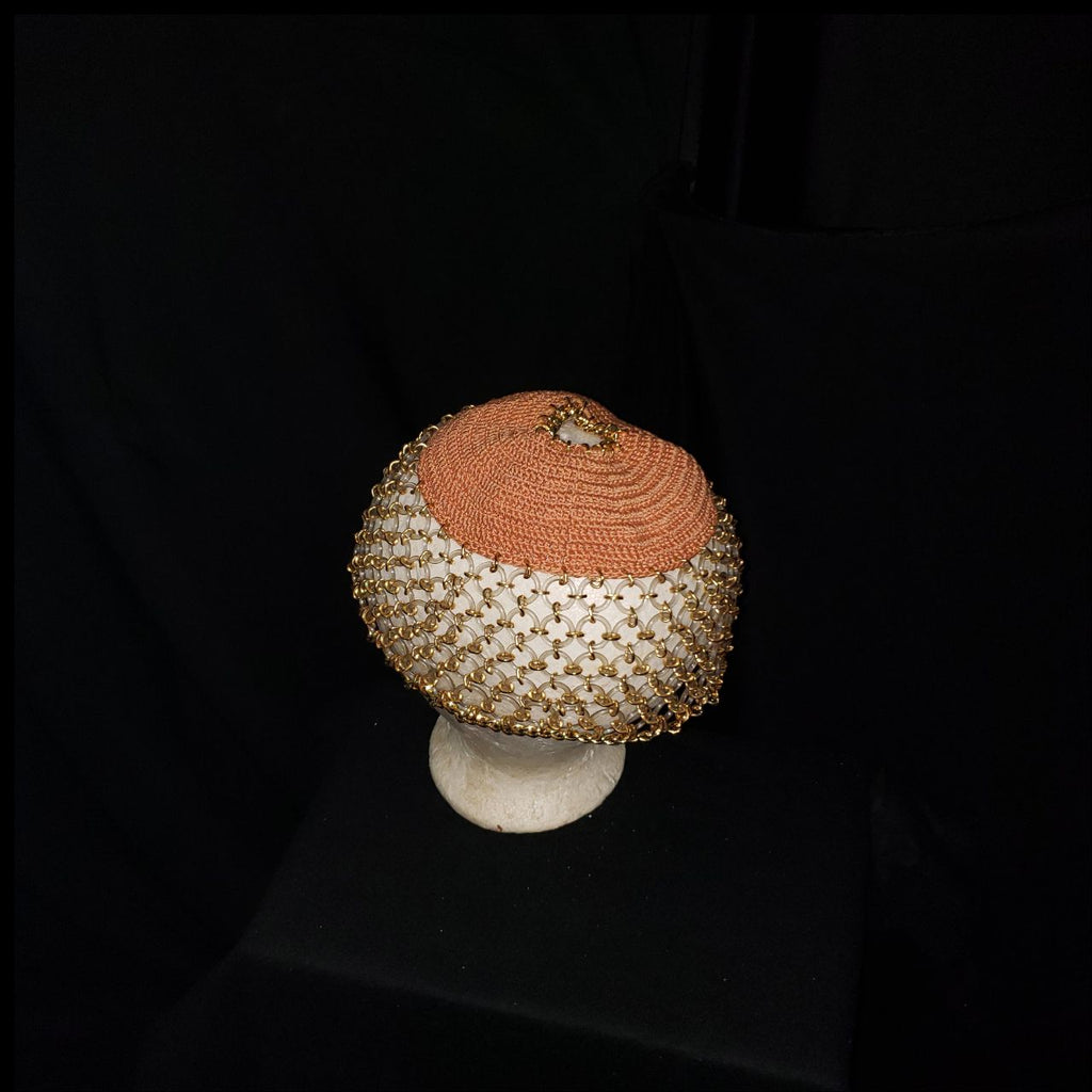 Vintage Gold Mesh Cocktail / Evening Cap Hat