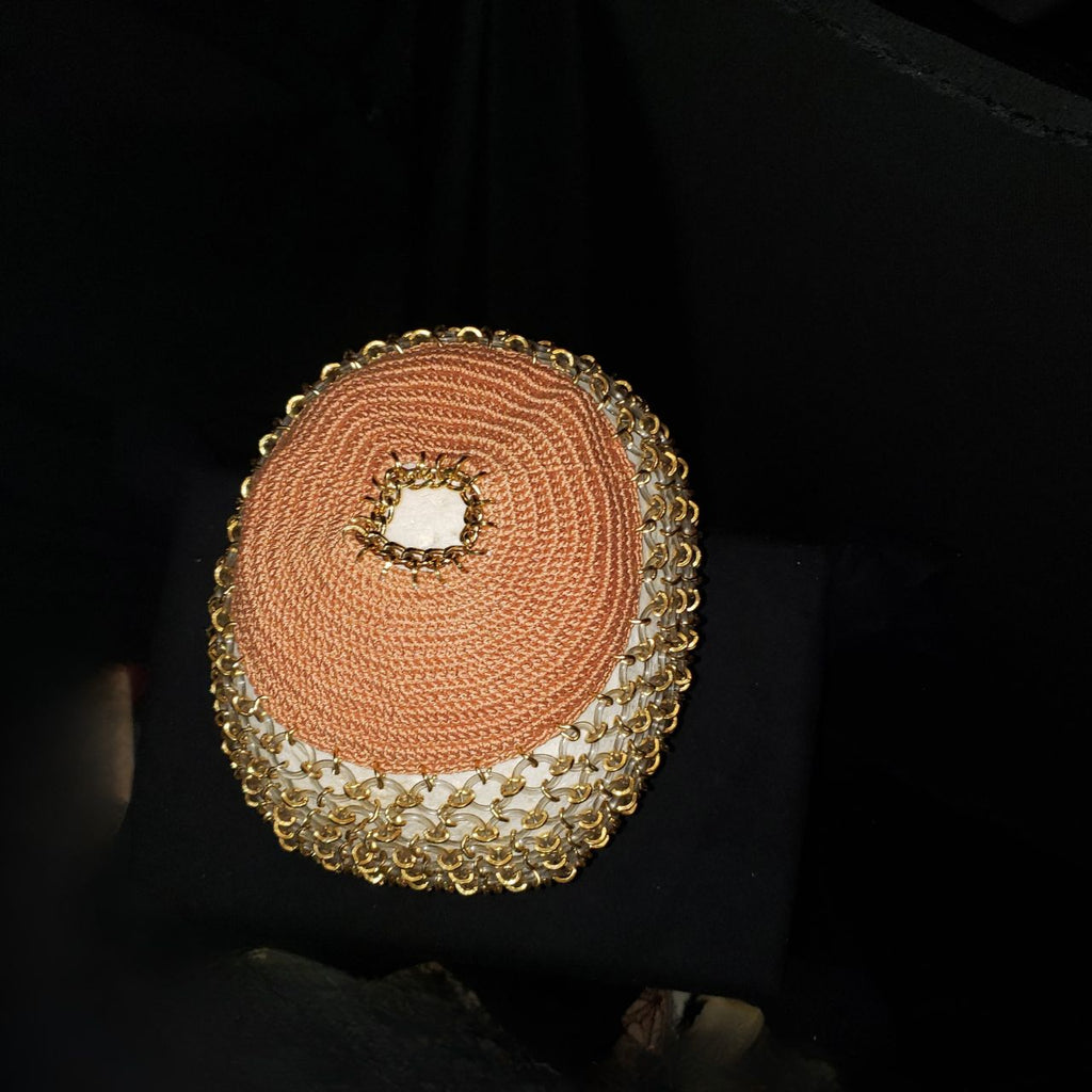 Vintage Gold Mesh Cocktail / Evening Cap Hat