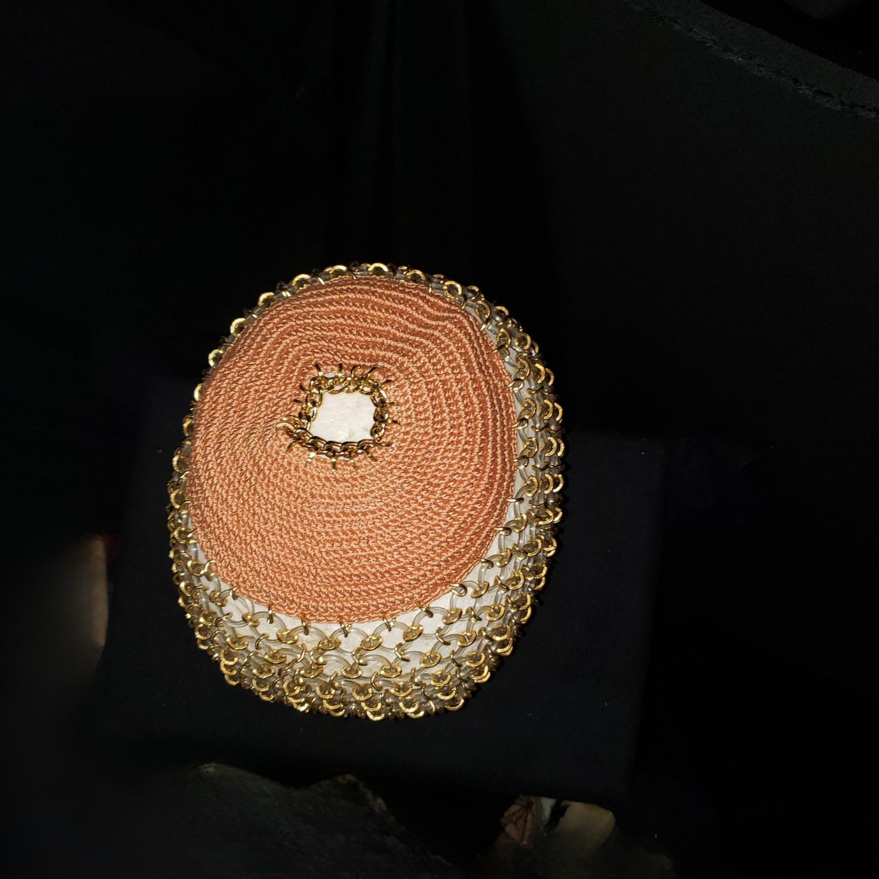 Vintage Gold Mesh Cocktail / Evening Cap Hat