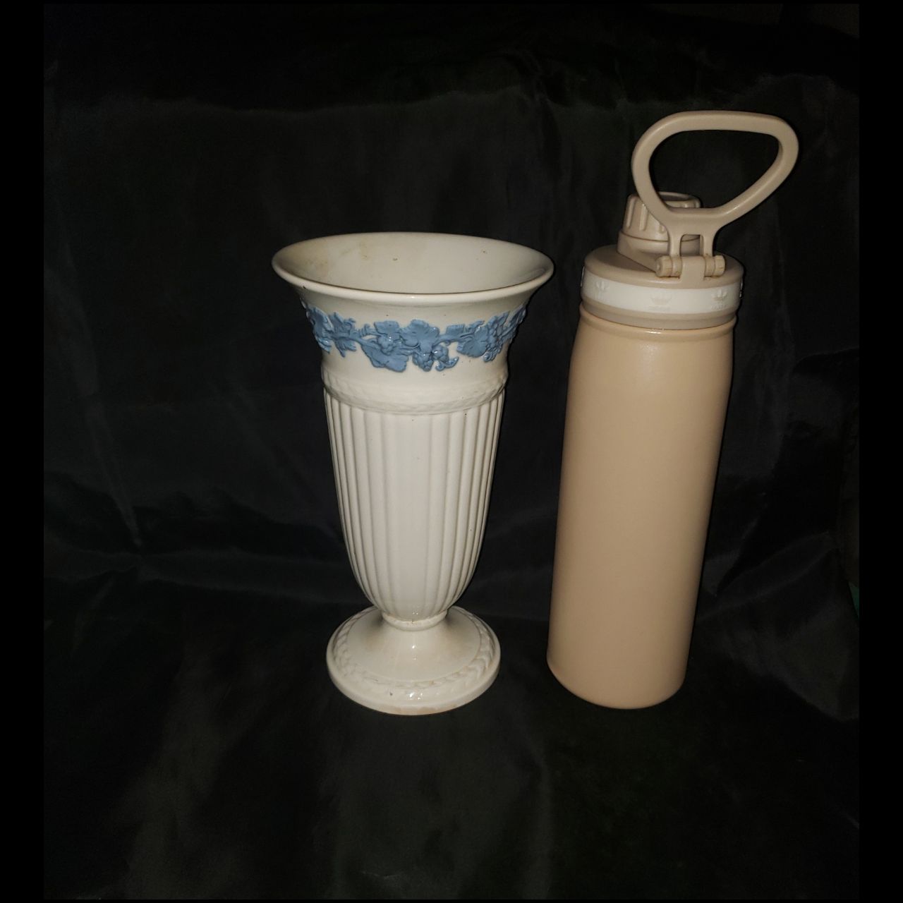 Vintage Wedgwood Embossed Queensware Vase – Blue Grapevine Relief | Etruria & Barlaston England