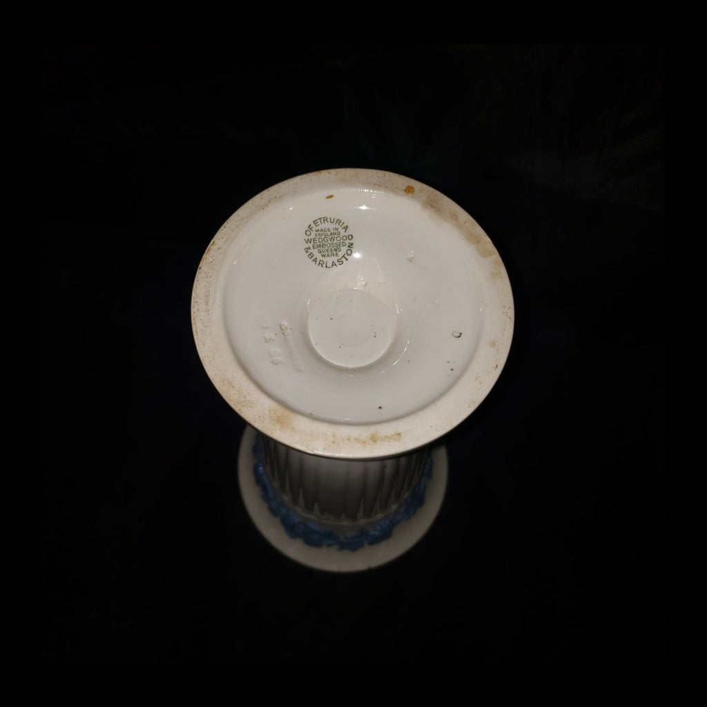 Vintage Wedgwood Embossed Queensware Vase – Blue Grapevine Relief | Etruria & Barlaston England