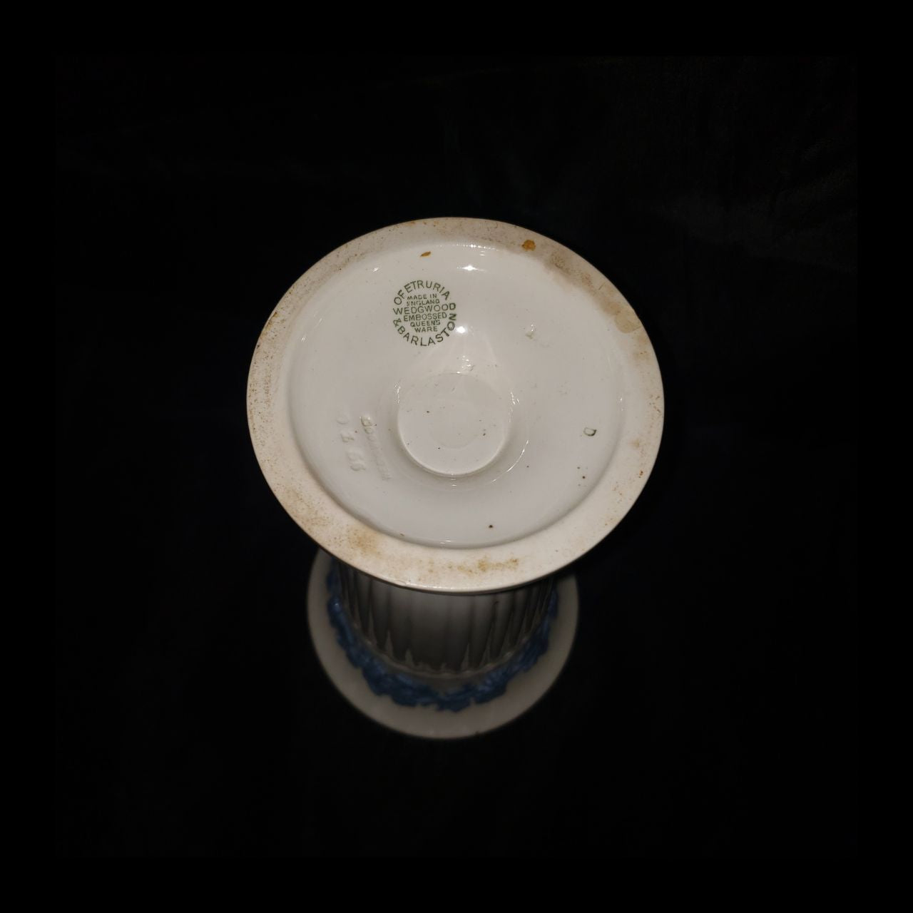 Vintage Wedgwood Embossed Queensware Vase – Blue Grapevine Relief | Etruria & Barlaston England