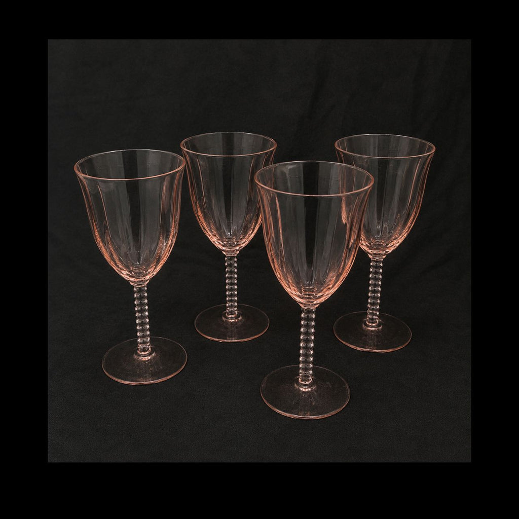 Central Glass Works 1426 Pink Diamond Optic Wine Goblet