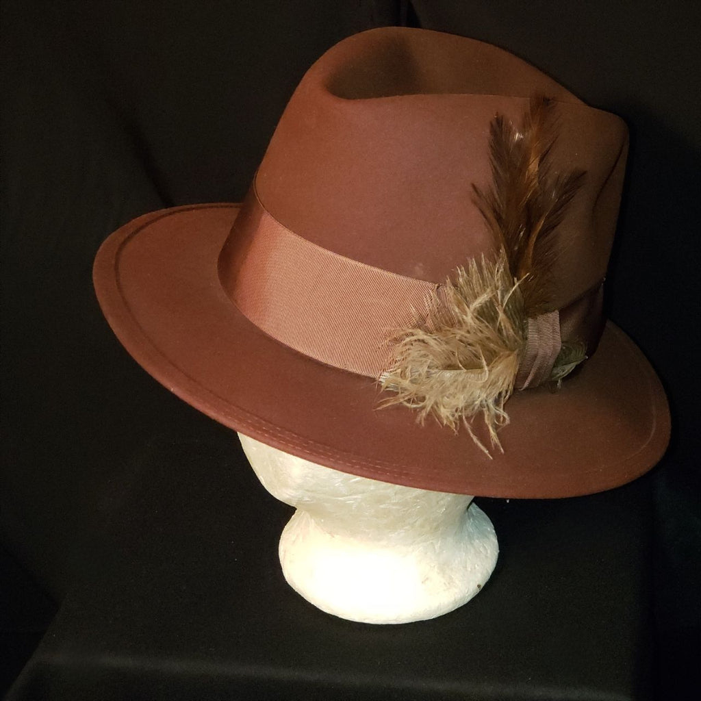 Vintage Royal Stetson “The Fifteen” Fedora Hat with Feather Accent