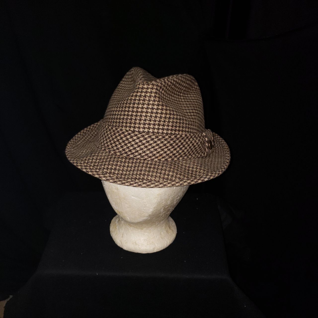 Vintage Houndstooth Fedora Hat