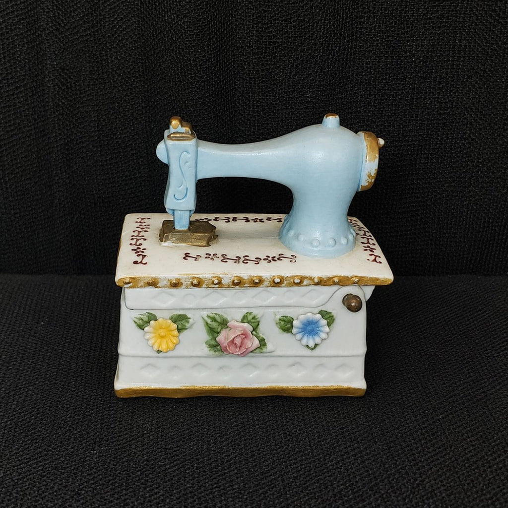 Vintage Porcelain Sewing Machine Trinket Box