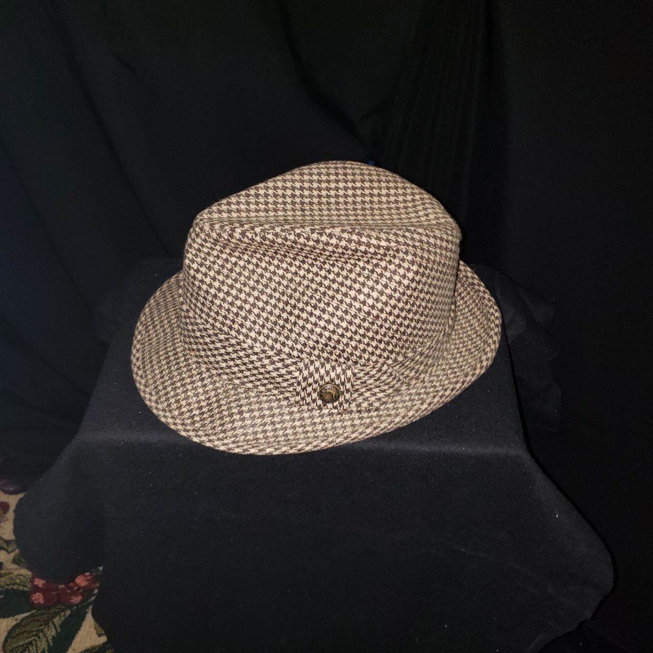 Vintage Houndstooth Fedora Hat
