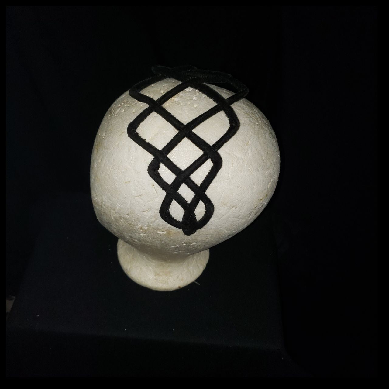 Vintage Black Velvet Ribbon Lattice Headband / Halo Fascinator
