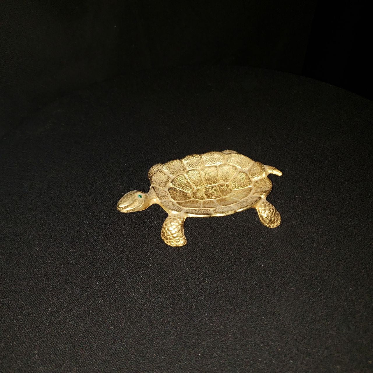 Vintage Polly Bergen Goldtone Turtle w/ Rhinestone Eyes Trinket Dish